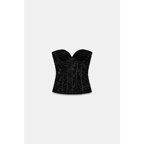 ZARA  VELVET LACE CORSET - Picture 6 of 8